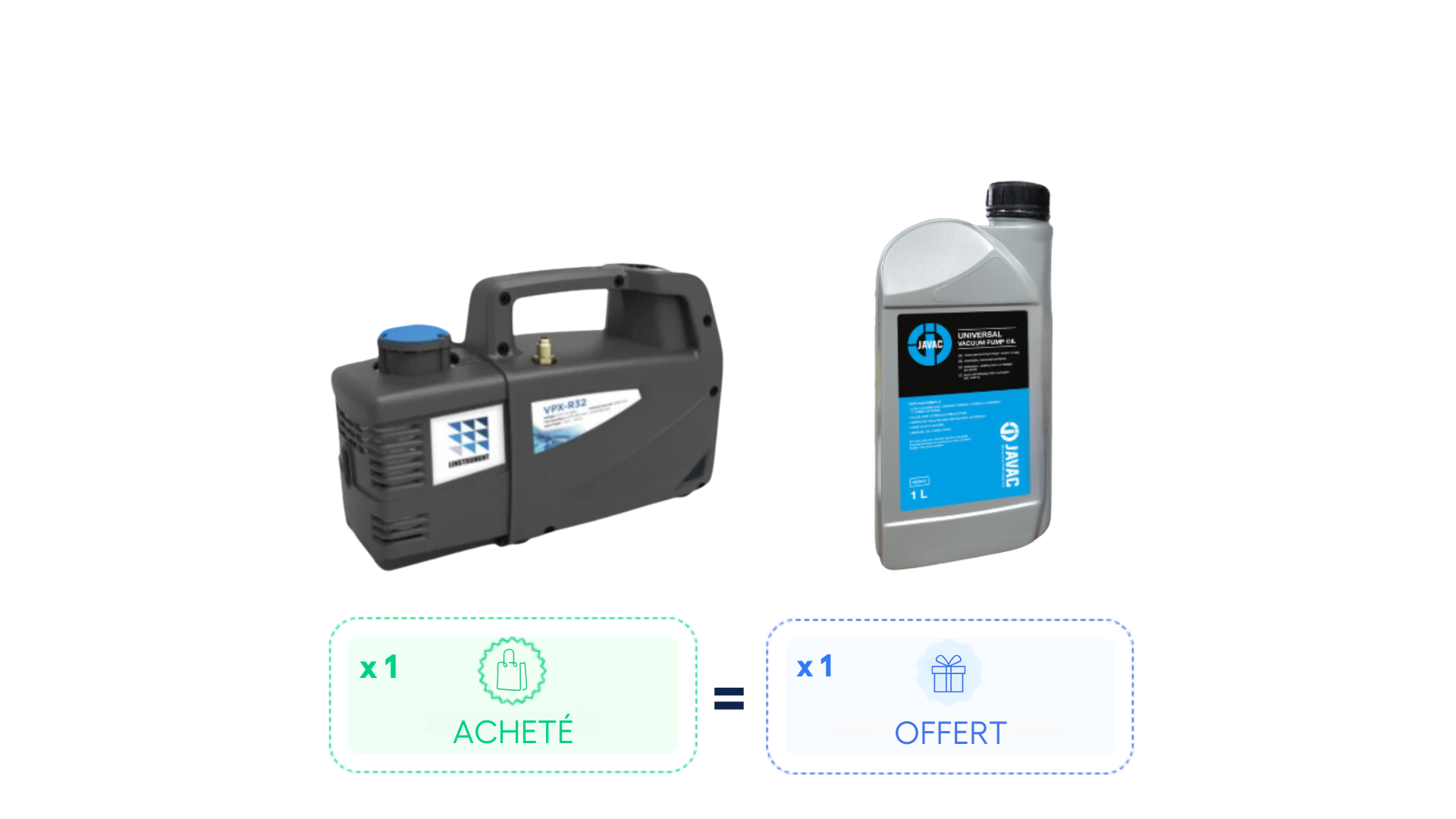 Pack : 1 Pompe à vide double étage R32, 282 L/min achetée = 1L d'huile offert