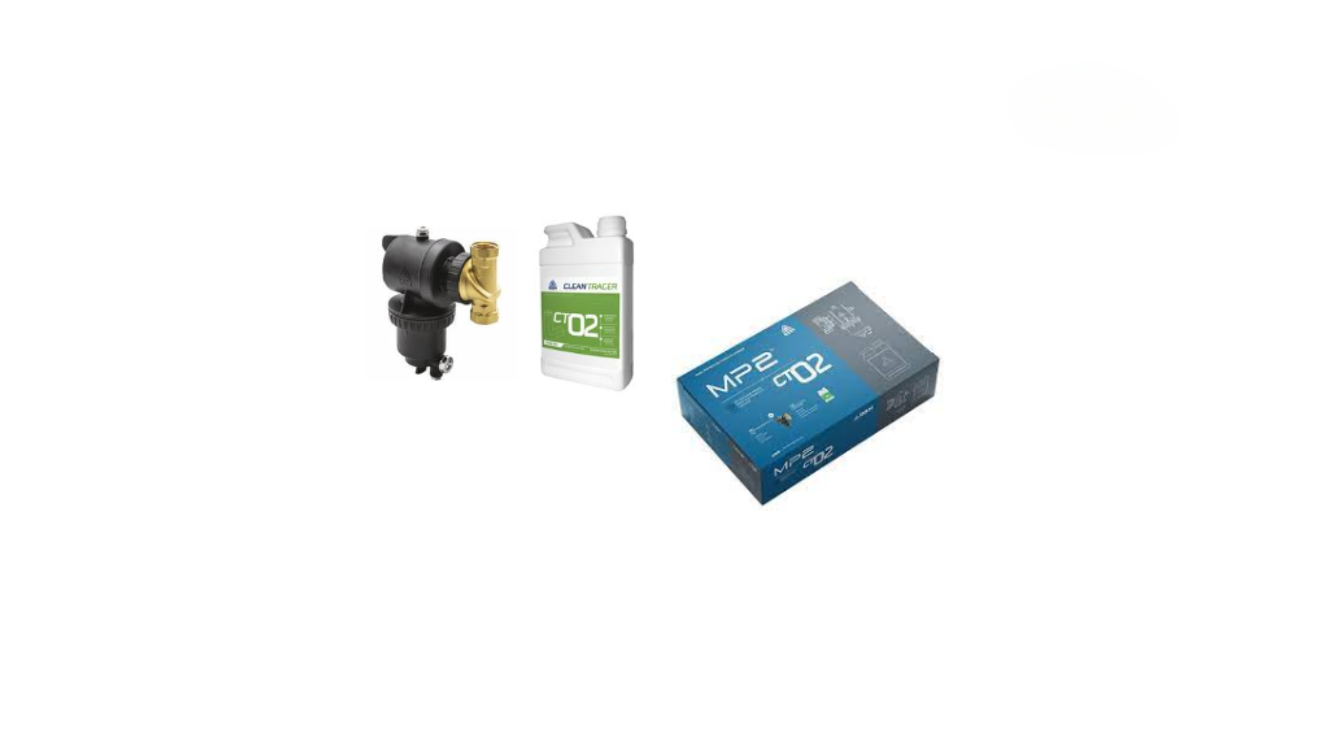 KIT - Filtre magnétique PAC MP2 1''+ Nettoyant CT02 (réseaux, tuyauterie, canalisation, pompe à chaleur) - RBM